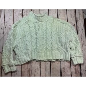 by‎ Anthropologie Mint Green Cable Knit Mock-Neck Sweater Top - Size XL